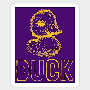Cool Yellow Duck Line Art with Grunge Text - Stylish Animal Typography Sticker